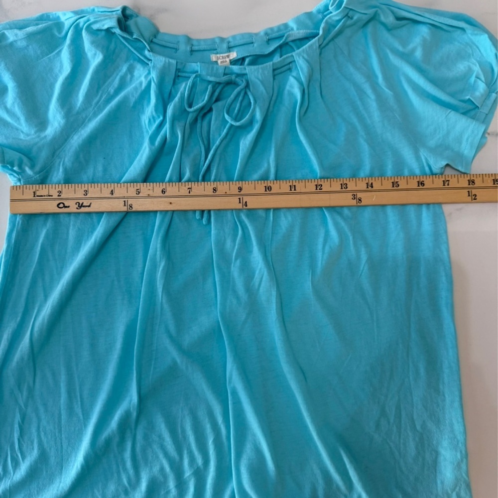 J Crew Aqua Blue Tie Neck Top size Small - Picture 3 of 5